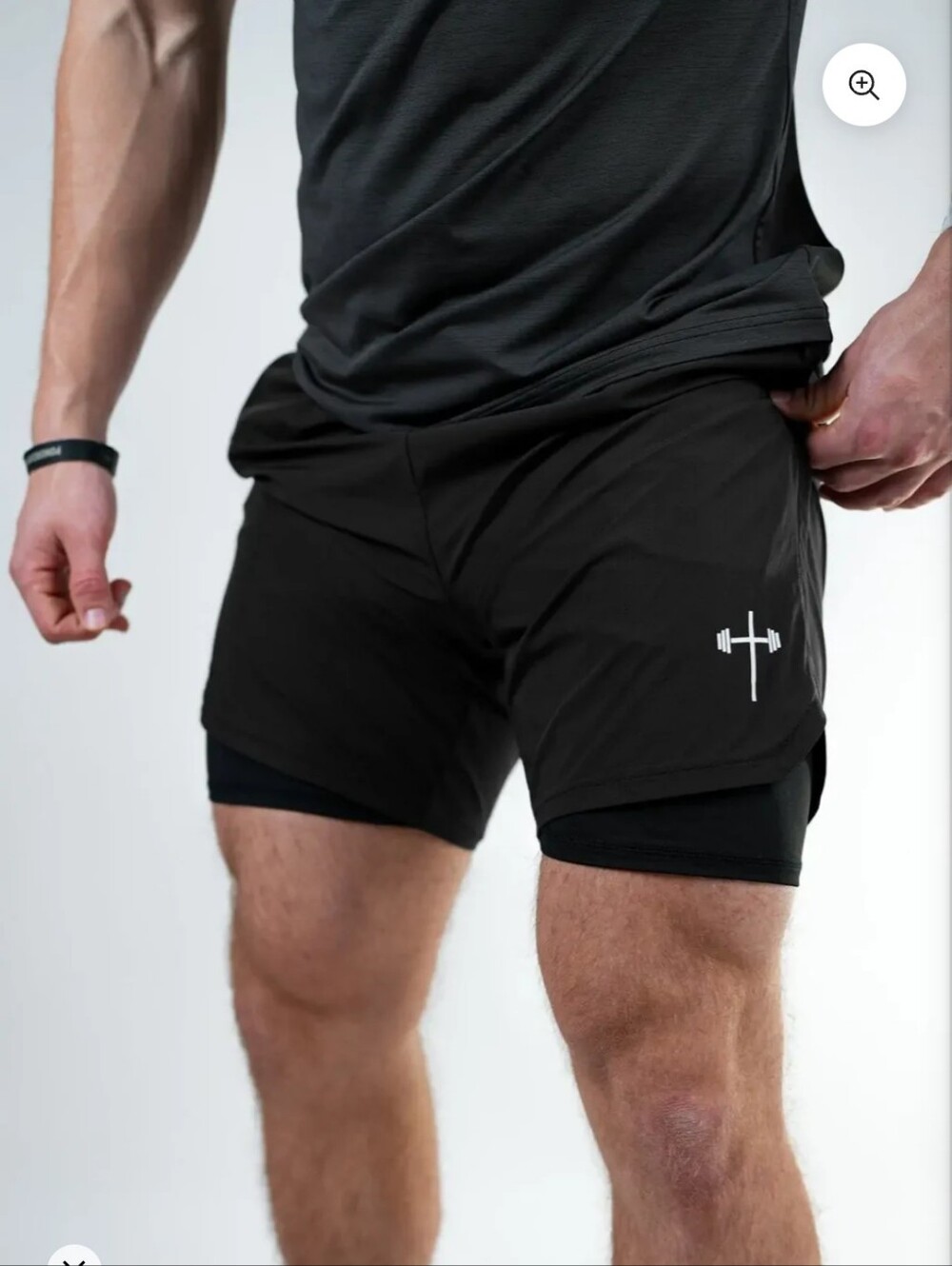 Men's Black 2-in-1 Athletic Training Shorts with Weightlifting Logo
